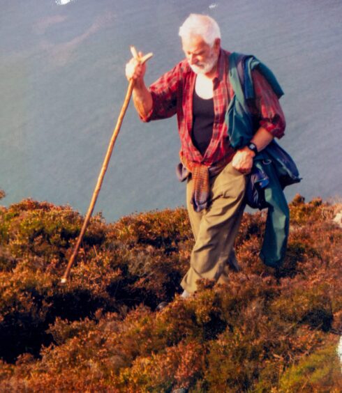 Hamish Brown on one of his expeditions to Holy Island off Arran.