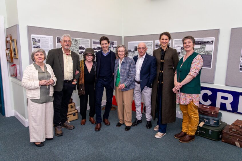 Rory Stewart and wife with group of people at Crieff Museum