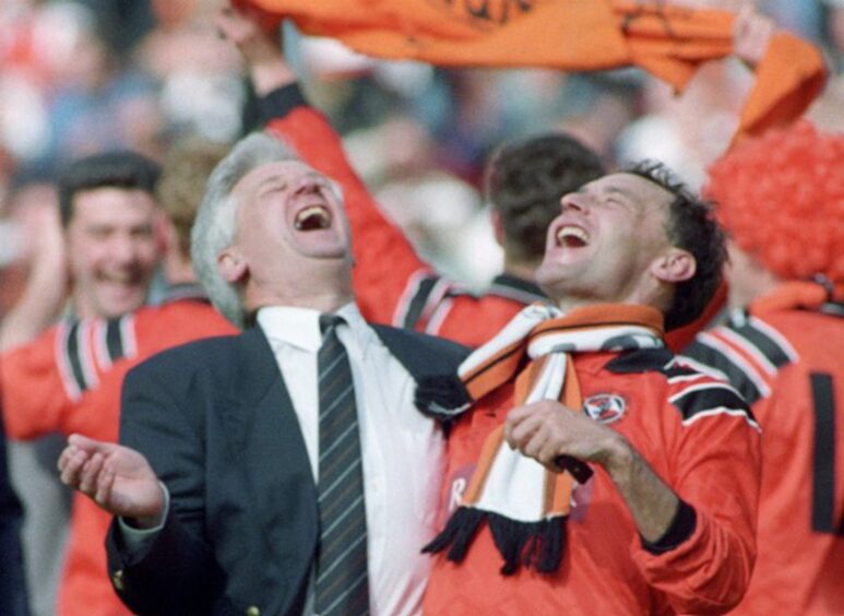 Dundee United icon Maurice Malpas, right, and coach Gordon Wallace