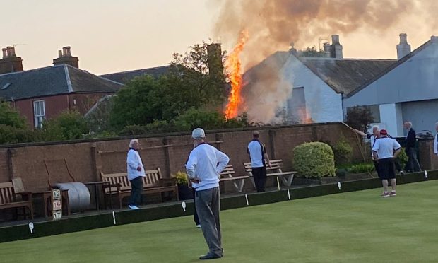 A fire broke out next to Broughty Castle bowling club
