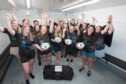 Strathmore ladies rugby team celebrate having their own dedicated changing room. Image: ASM Media