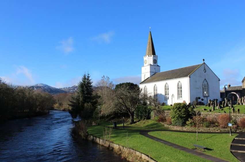 White Church, Comrie, overlooking River Earn