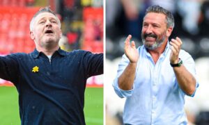 Tony Docherty pokes fun at Derek McInnes’ ‘aeroplane’ Euro celebration as Owen Beck set to watch Dundee v Kilmarnock