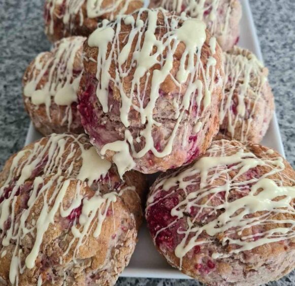 The raspberry and white chocolate scones from Walkin' Cafe, Spittalfield.