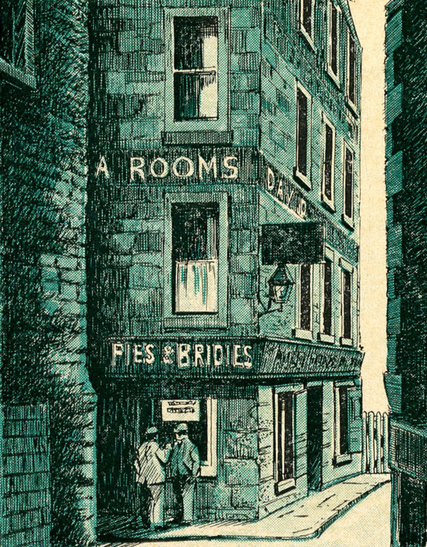 A sketch of the original Auld Dundee Pie Shop, which started the love story. 