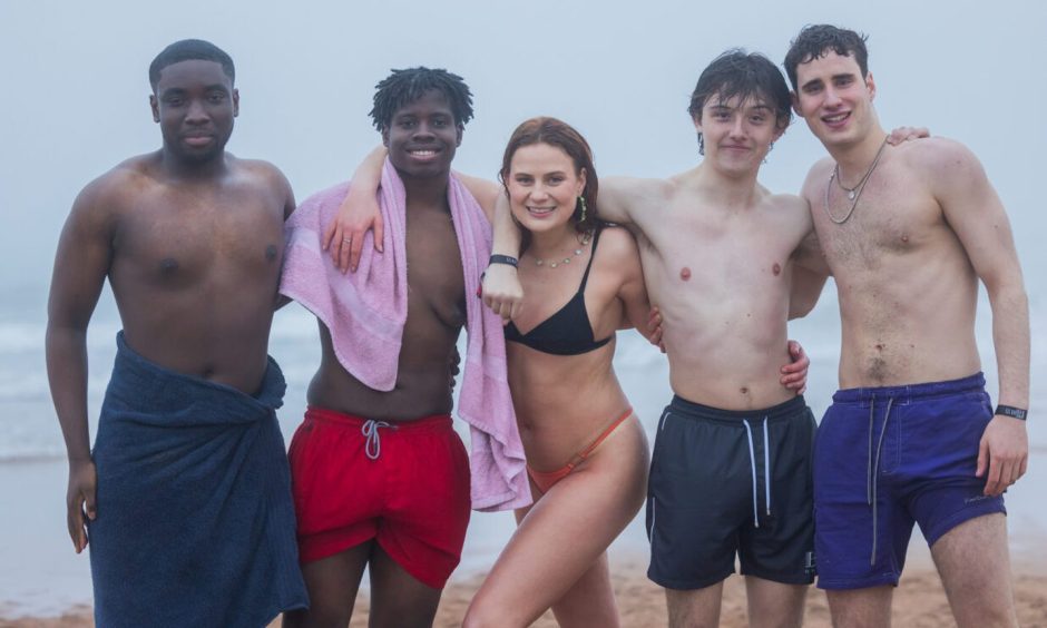 St Andrews University students took part in the annual May Day dip.