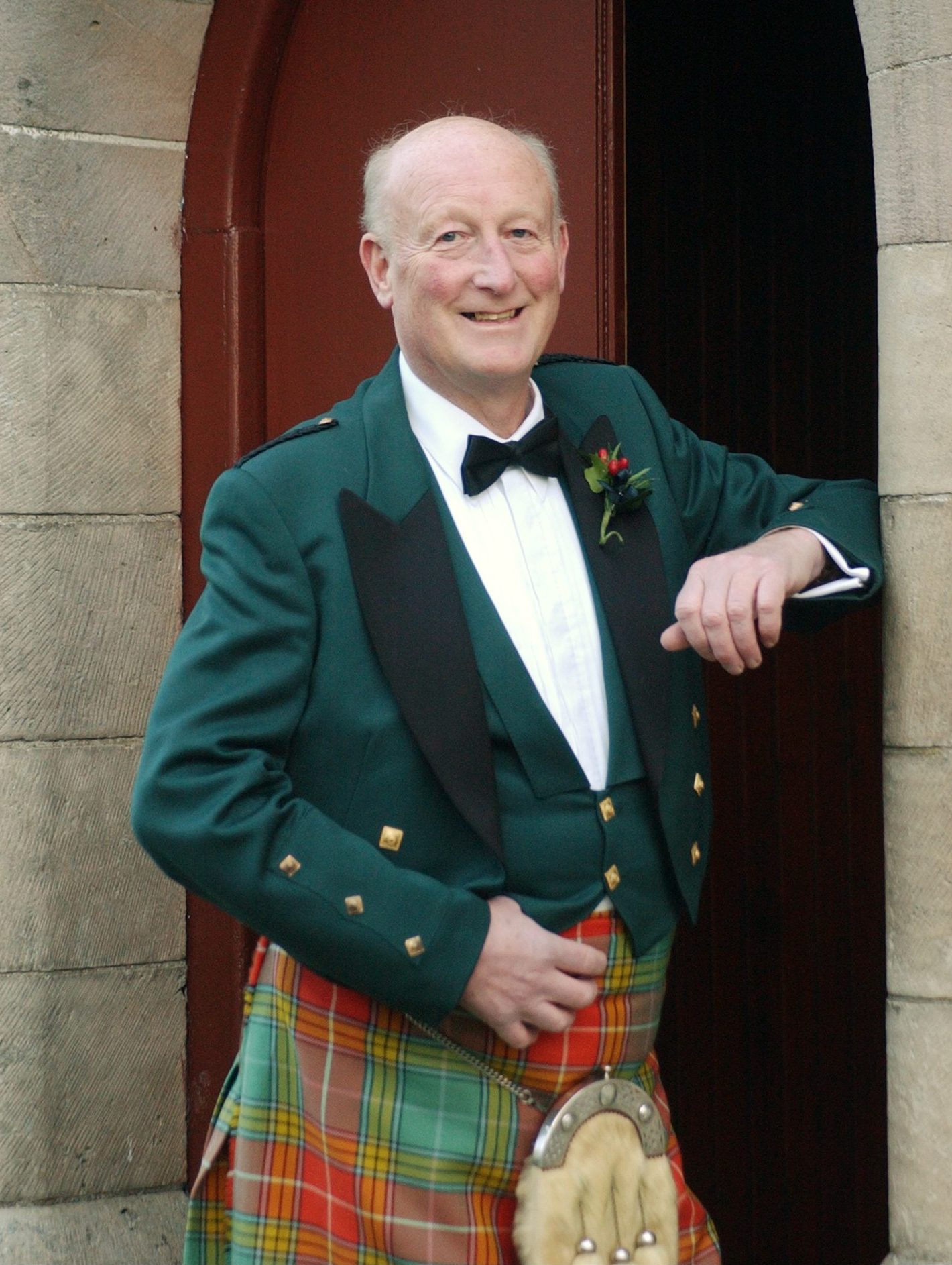 Former Angus Hotel manager Alistair Risk in a kilt.