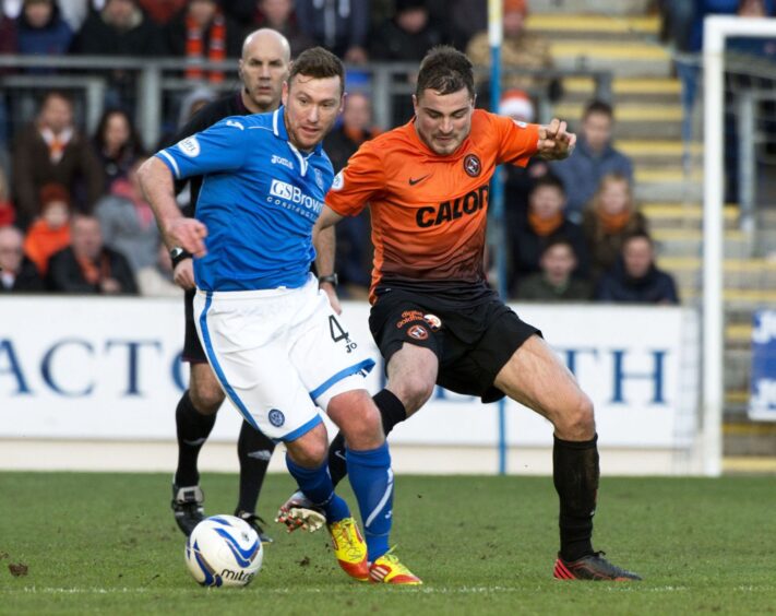 Paddy Cregg in action against Dundee United.