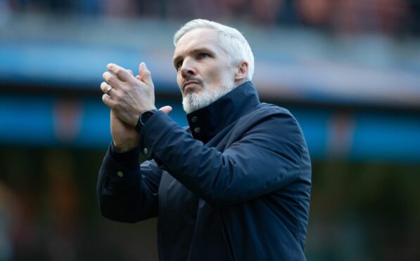 Dundee United's Jim Goodwin is the manager of the month for April. Image: SNS.