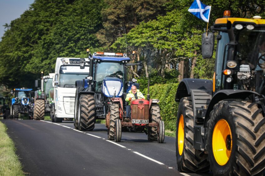 Some of the 50-strong tractor convoy.