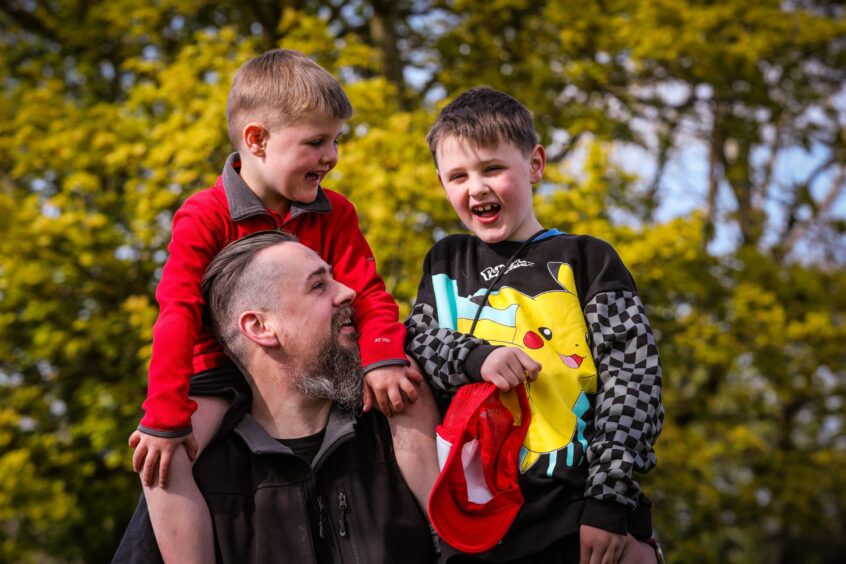 Steven, who has MS, enjoys spending time with his sons Ryan, 6, and George, 10. 