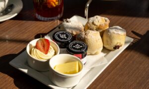 There are delicious scones aplenty in Perthshire, including these fruit scones available from the Dunkeld House Hotel. Image: Dunkeld House Hotel.