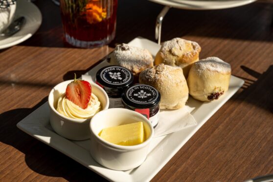 There are delicious scones aplenty in Perthshire, including these fruit scones available from the Dunkeld House Hotel. Image: Dunkeld House Hotel.