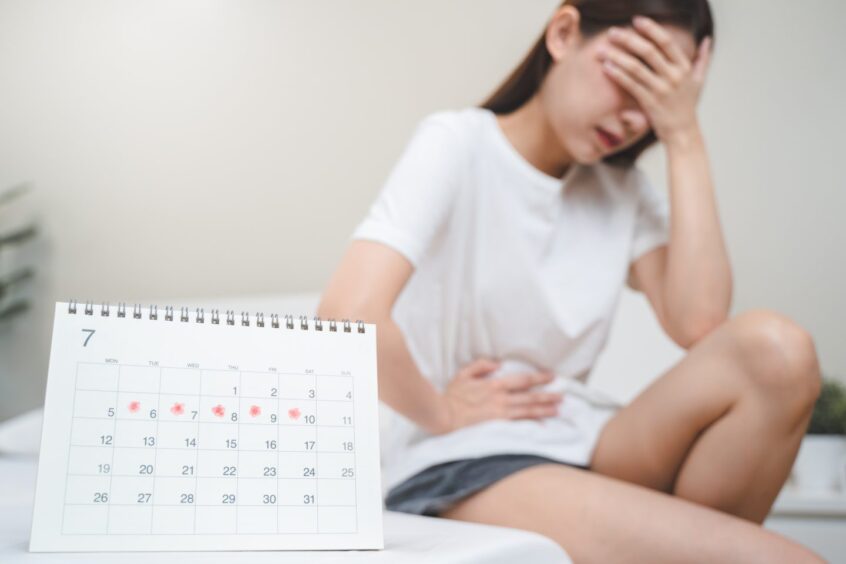 Periods tend to happen once a month and last for a few days.