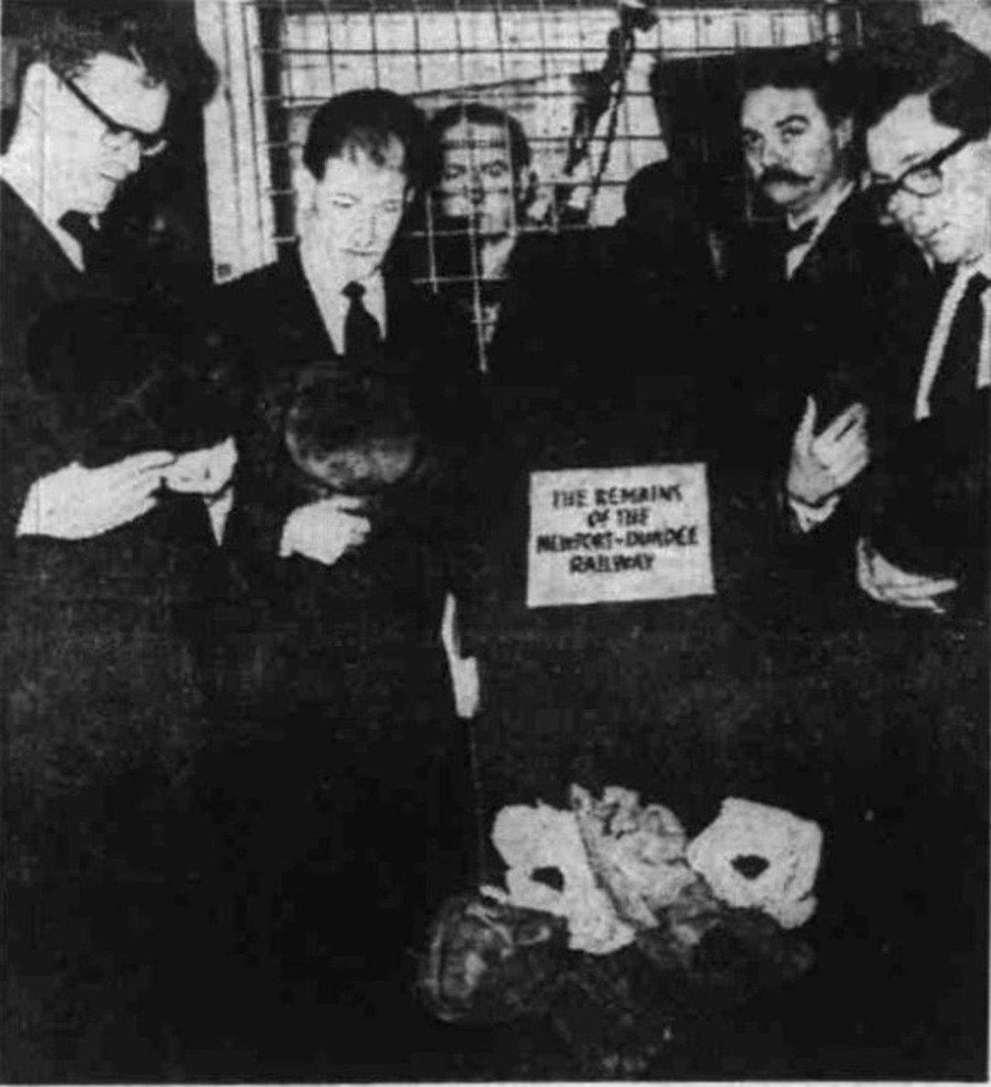 The pallbearers mourn the demise of the Newport line in 1969. 