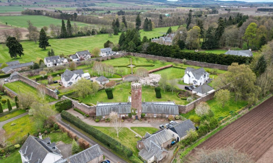 an aerial view of 1 Arthurstone Gardens near Meigle in Perthshire