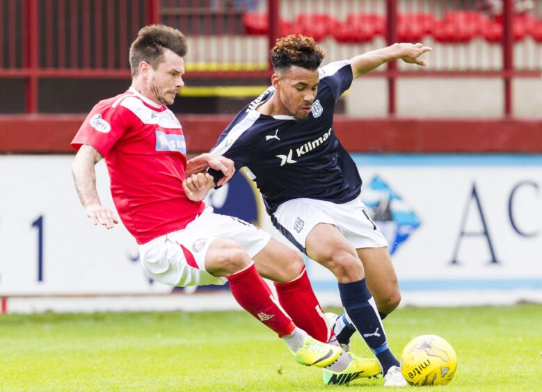 Phil Roberts takes on Brechin City in pre-season. Image: SNS