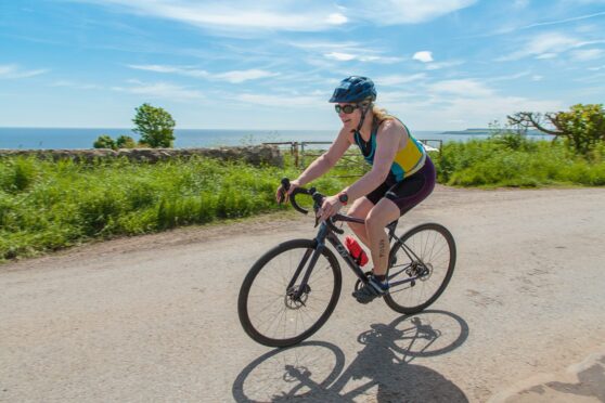 Alison Montgomery from St Andrews out on the Montrose triathlon cycle course. Image: ASM Media & PR