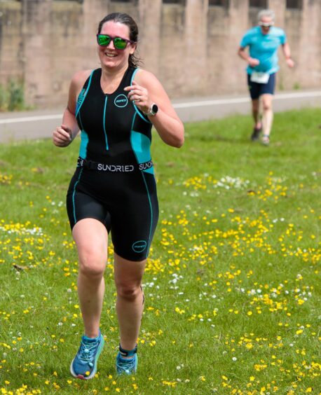 Runner in ninth Montrose triathlon June 2024.