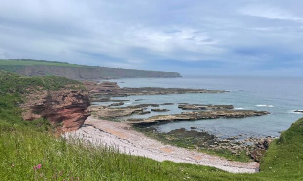 To go with story by Rebecca Baird. Arbroath exploring column RB Picture shows; Rebecca Baird, her partner and her partner's mum on the Arbroath sea cliff trail.. Arbroath. . Supplied by Image: Supplied.  Date; 15/06/2024