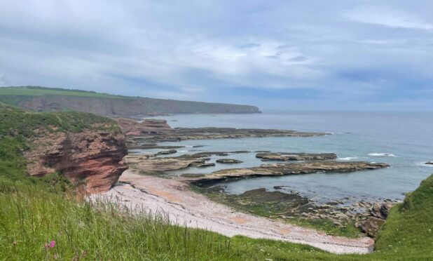 To go with story by Rebecca Baird. Arbroath exploring column RB Picture shows; Rebecca Baird, her partner and her partner's mum on the Arbroath sea cliff trail.. Arbroath. . Supplied by Image: Supplied.  Date; 15/06/2024