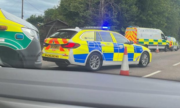 Emergency services at the crash on the A92.