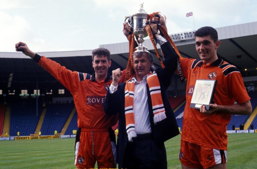 Gordan Petric, right, celebrates an imperious performance against Rangers in the 1994 Scottish Cup final