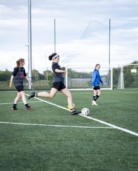 WOmen football players training at Blairgowrie