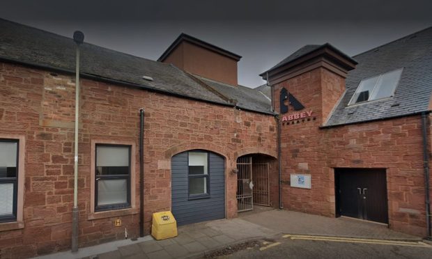 Part of the Abbey Theatre stage sits over one of the Arbroath flats. Image: Google