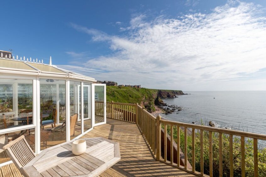 Views of the Angus cliffs from the decking.