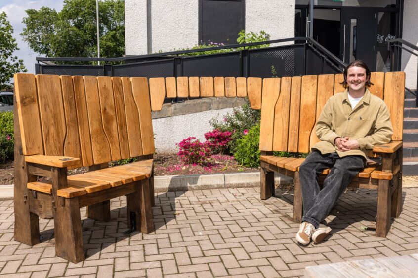 Angus Covid memorial bench at Montrose Playhouse.