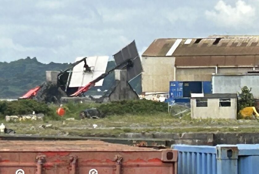 Cranes holding filming equipment spotted on Burntisland Harbour.