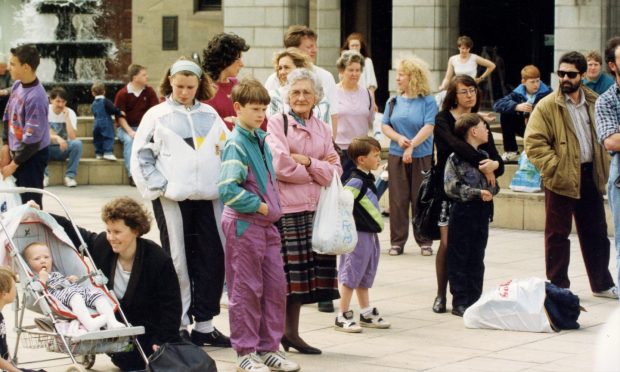 Spectators enjoy the Dundee Summer Festival National Music Day in 1993. Image: DC Thomson.