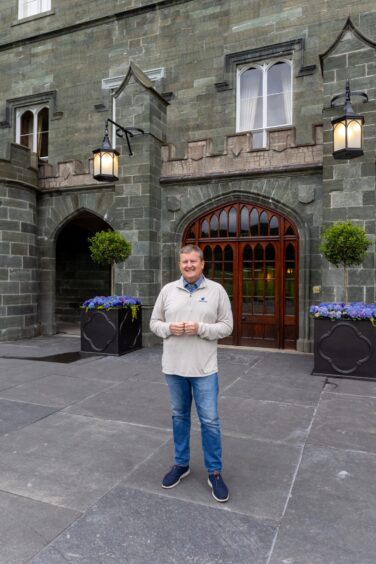 David O'Donoghue stabding outside Taymouth Castle