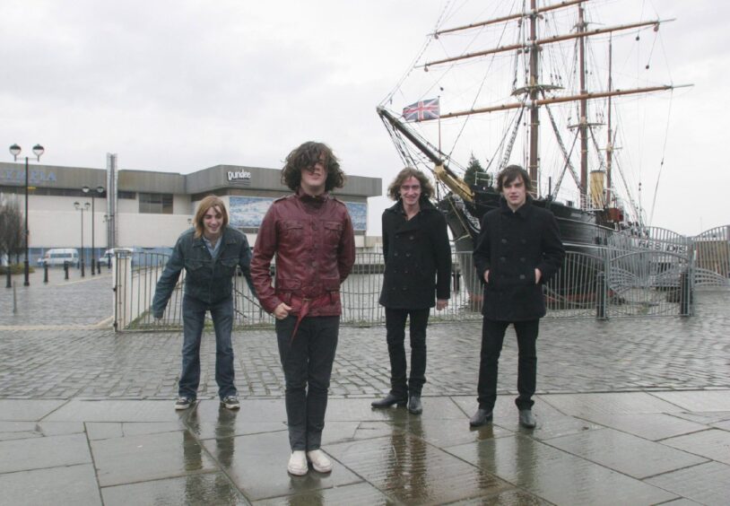 The View pose for a publicity shot beside the Discovery in Dundee