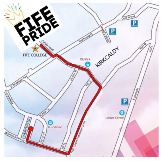 Fife Pride 2024 parade route.