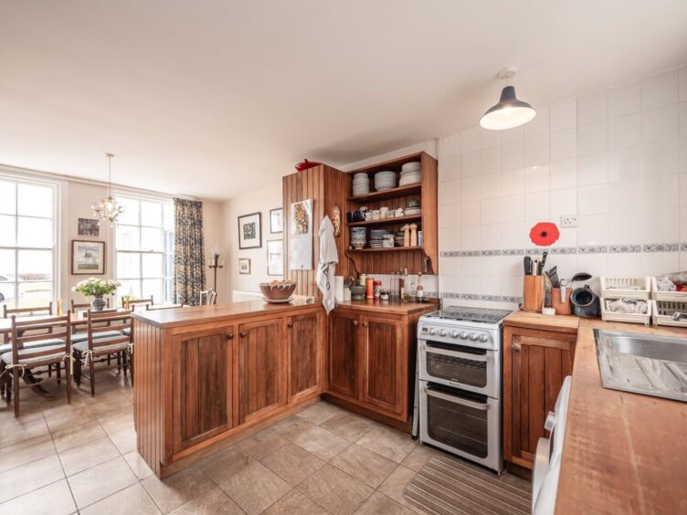 The kitchen area inside the Fife Cottage. 