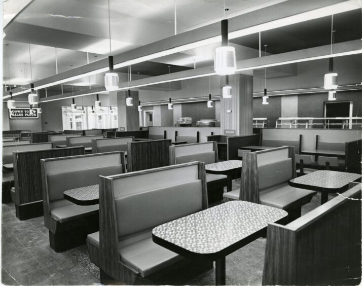 the inside of the famous Littlewoods café, which was extended in 1971.