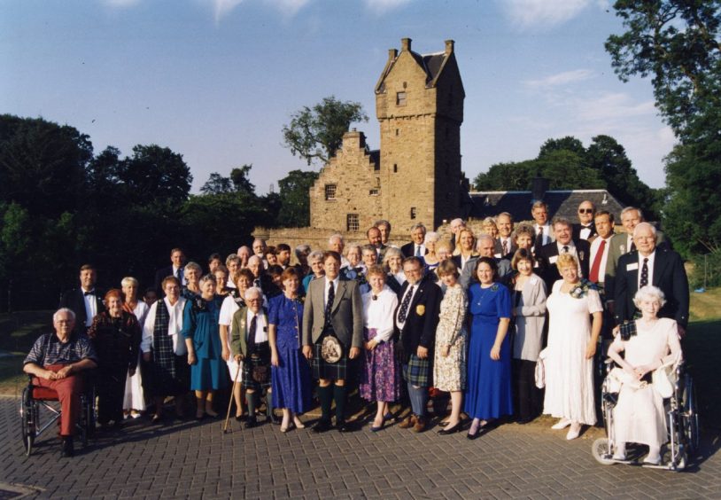 The Graham family assembled for a picture in front of the castle. 