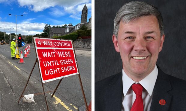 Roadworks at the Bothwell Gardens roundabout Councillor Altany Craik. Image: Neil Henderson/DC Thomson/Altany Craik