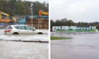 Flooding at the construction site for the East End Community Campus and at Fairfield Social Club across the road during Storm Babet. Kim Cessford/DC Thomson
