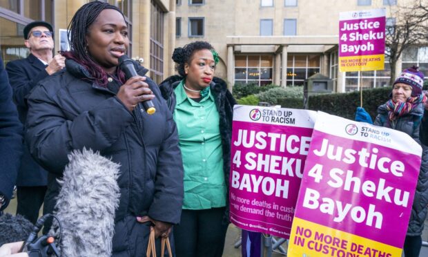 Sheku Bayoh's sisters outside his death inquiry