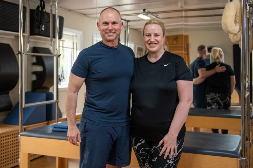 Courier health features writer Debbie Clarke with Joakim Valsinger, owner of Balans Pilates Studio in Perthshire