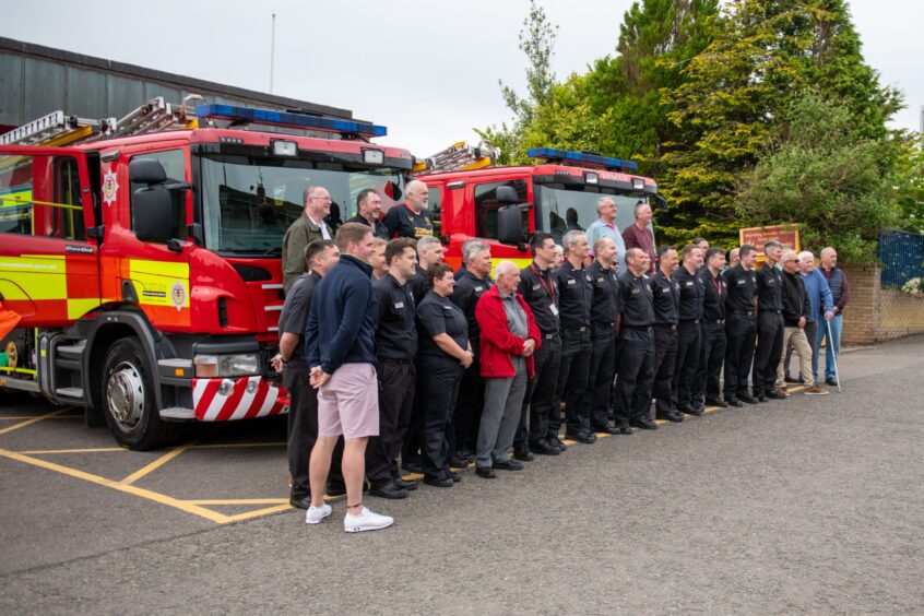 Past and present crew at Brechin fire station open day.