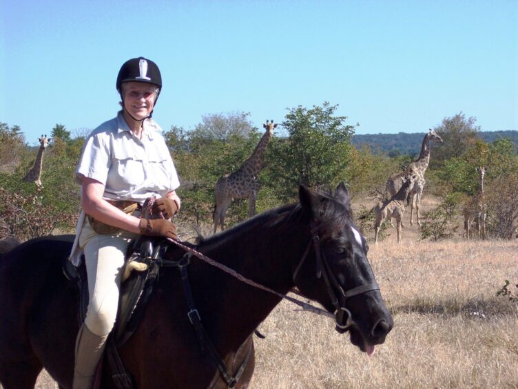 Liz was very active before being diagnosed with Bronchiectasis. She is pictured horse-riding in Zimbabwe.