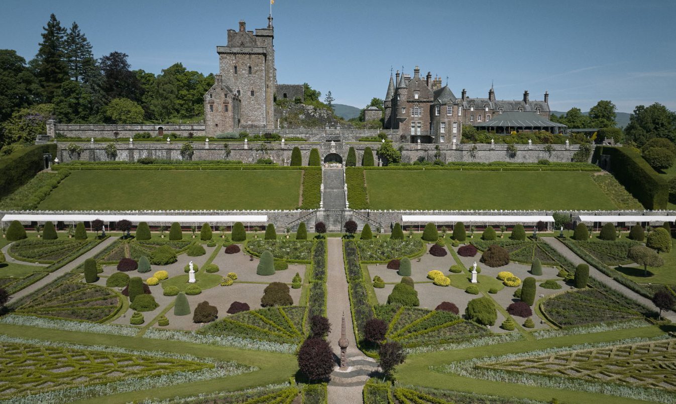 Drummond Castle and Gardens, which hosted the Dior show.