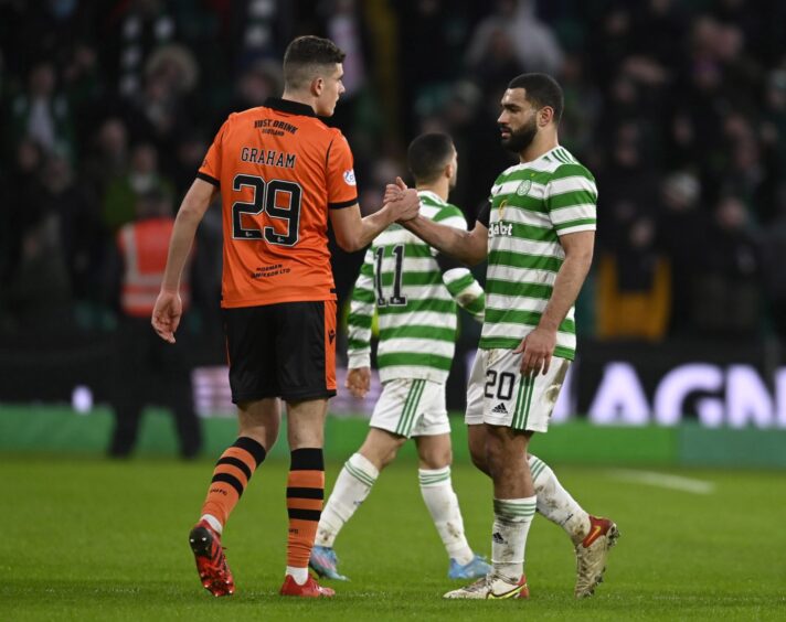 Ross Graham, left, and Cameron Carter-Vickers following the youngster's Dundee United bow.