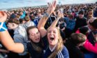 Scotland fans celebrate the first goal at 
Riverside Fan Park Dundee. Image by Alan Richardson