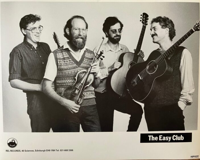 Black and white publicity shot of The Easy Club band in the 1970s