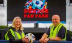 Events team members Kris Stuart and Lucy Hay at the fan park.  Image: Steve MacDougall/DC Thomson.
